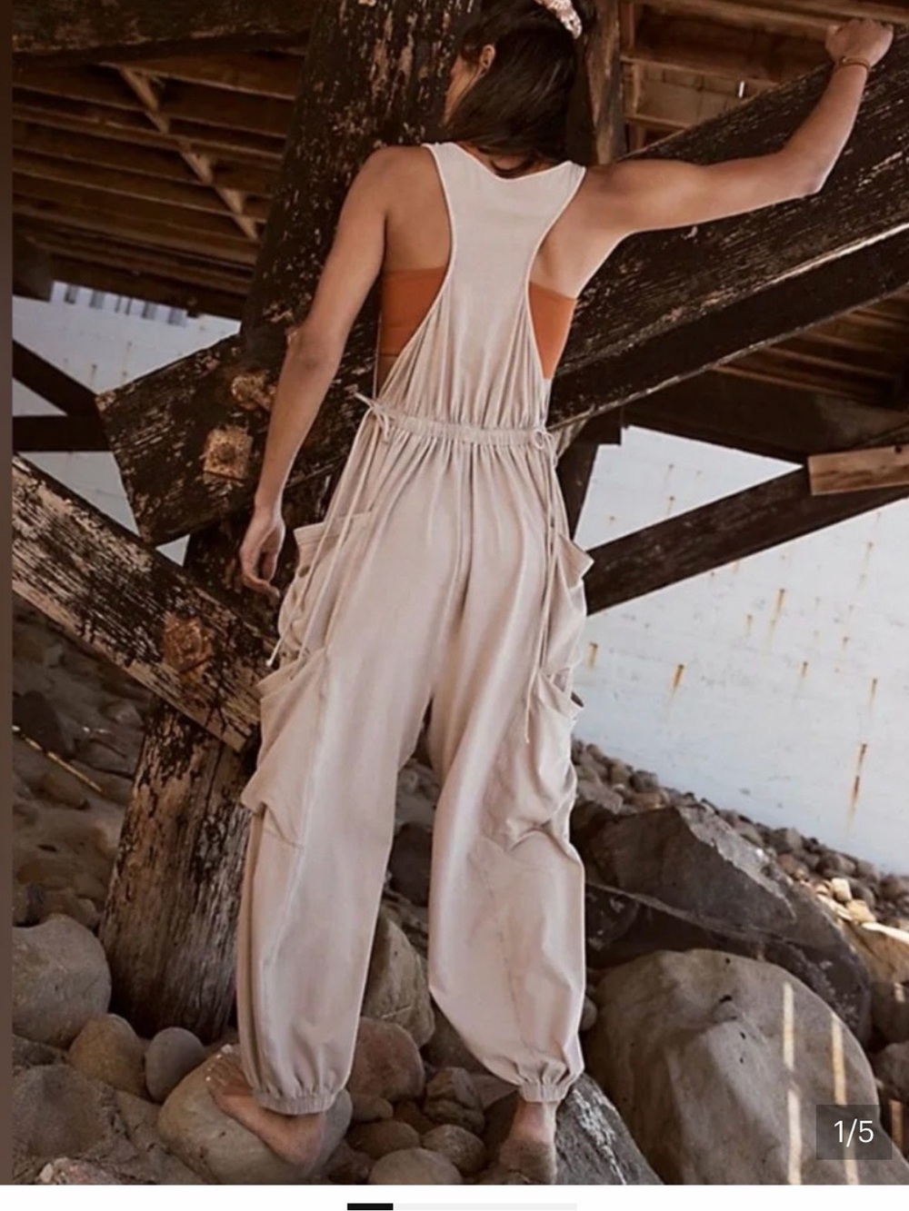 NWT Women's tan/ivory Free People Infinity jumpsuit XS